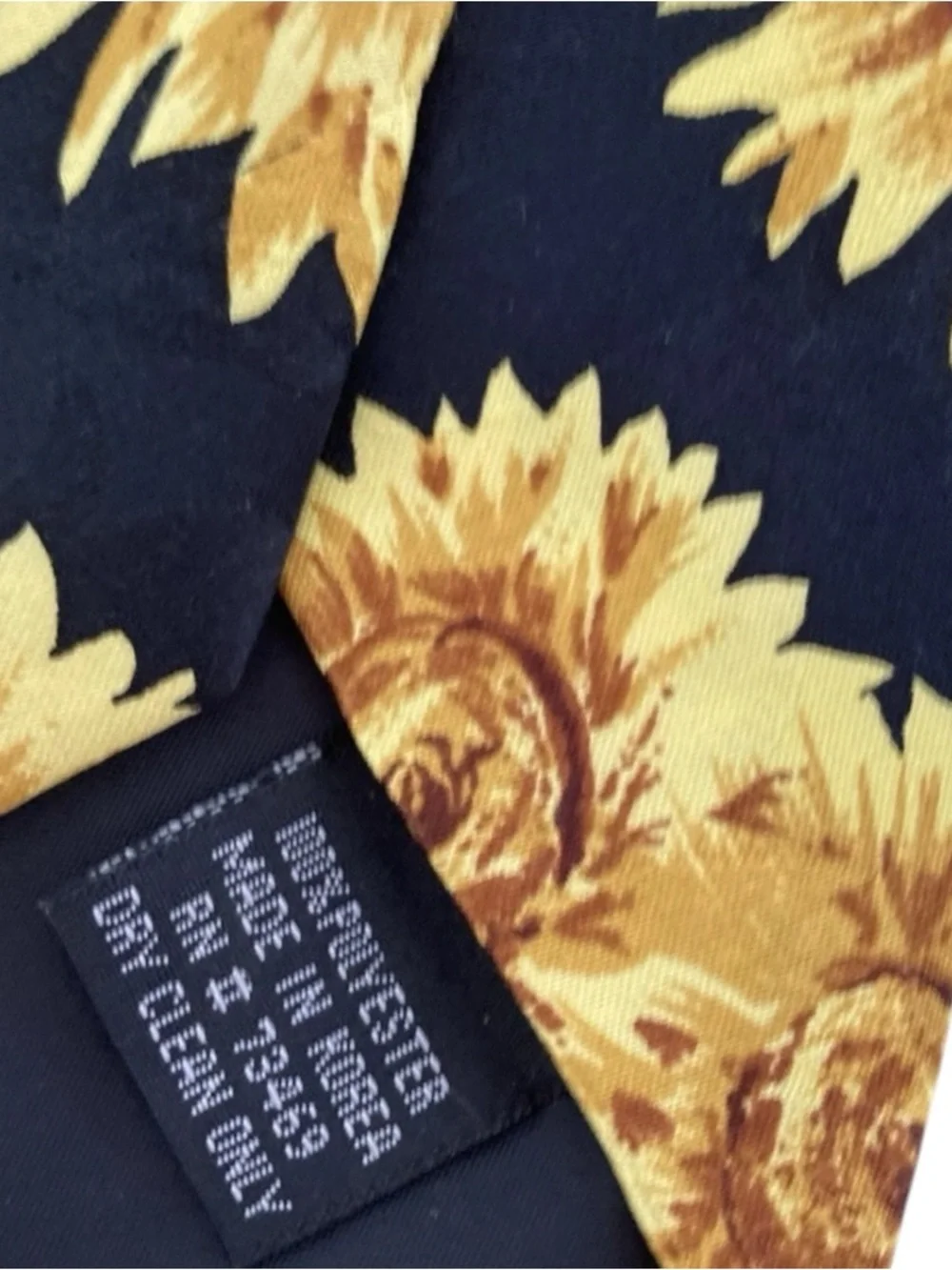 Men's Navy Tie with Yellow Sunflower Print